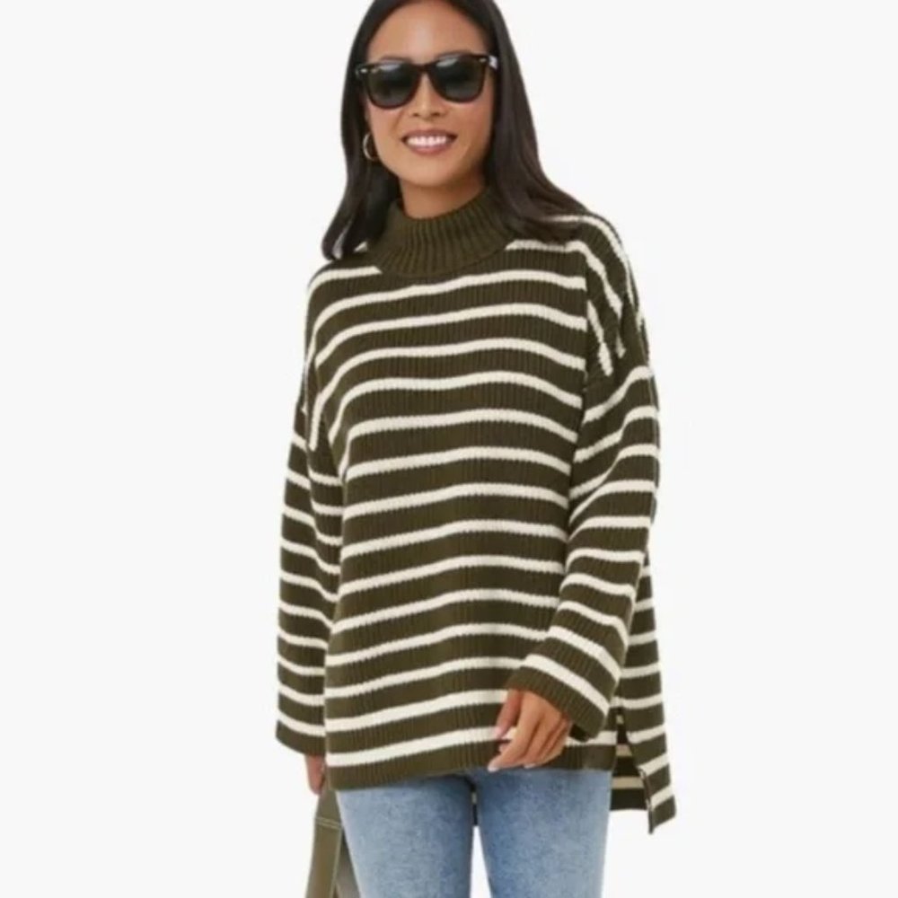 NEW Apiece Apart - Eco Carolina Pullover In Olive Stripe Size XS/S #S5057